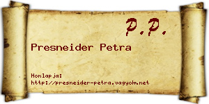 Presneider Petra névjegykártya